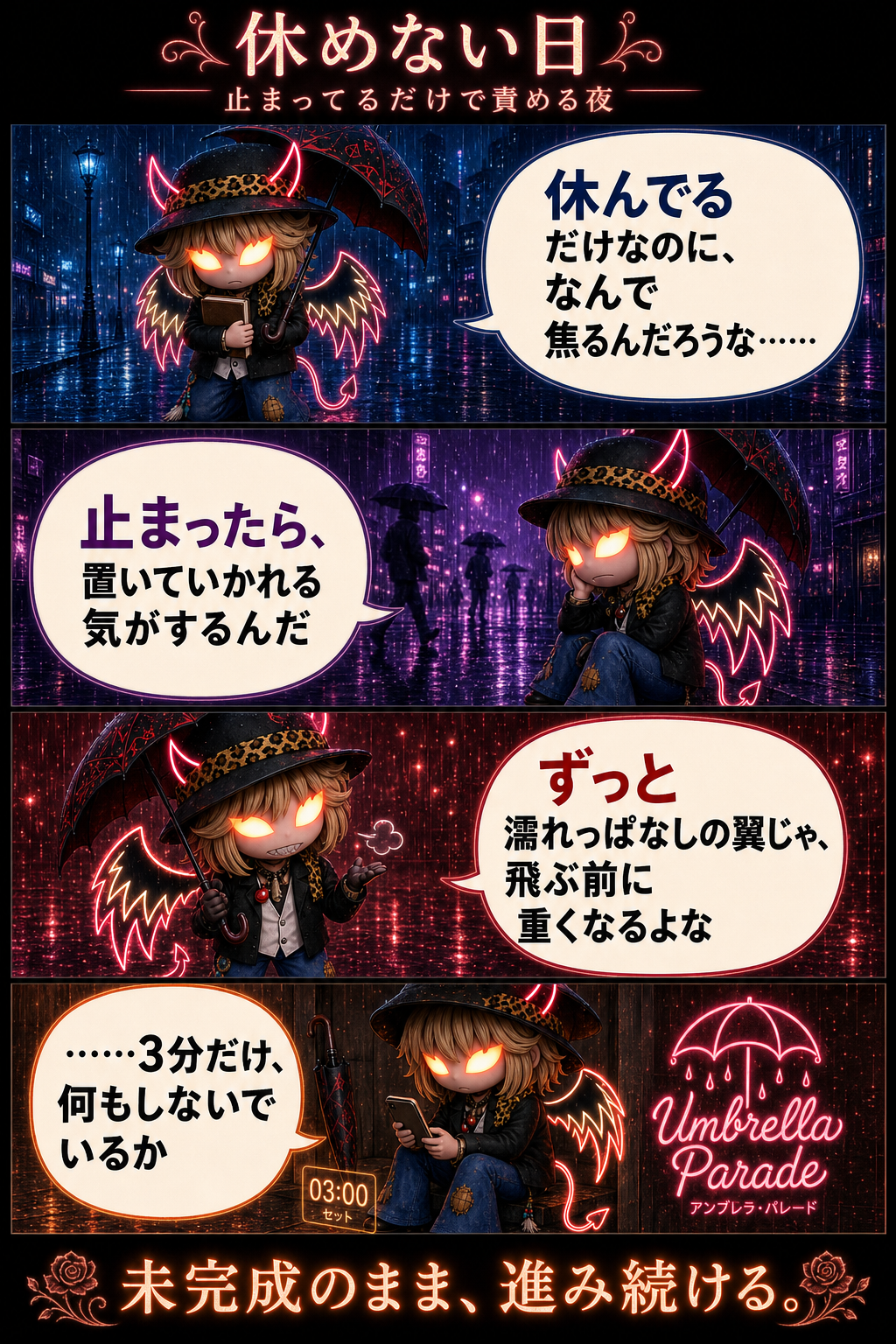 休めない日