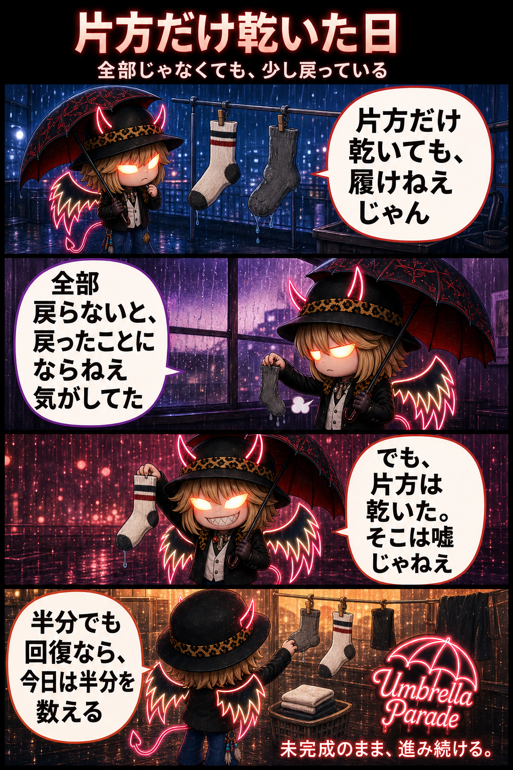 片方だけ乾いた日